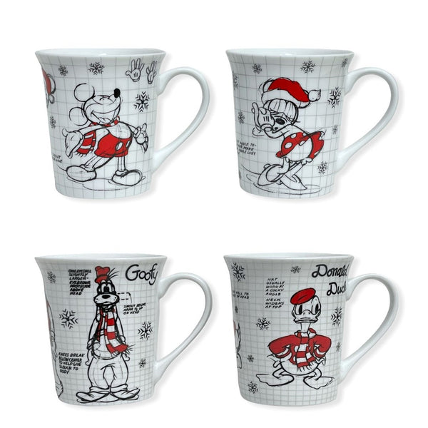 Disney Christmas Sketchbook Collection Mix Set of 4 Mug, 12oz