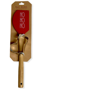 Rae Dunn Red HO HO HO Spatula with Cookie Cutter Set