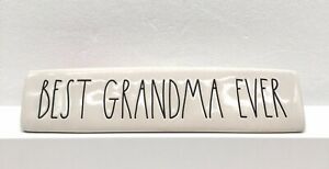 Rae Dunn BEST GRANDMA EVER Sign Paperweight - Large Letter LL - Ceramic